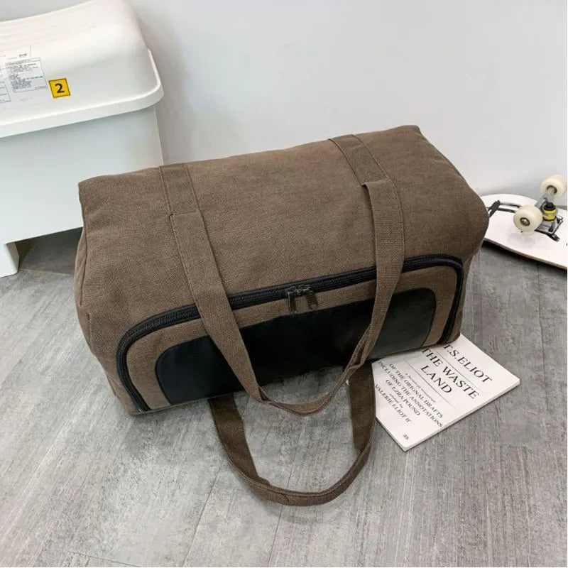 New Canvas Travel Bag For Men Solid Durable Handbag Outdoor Sports Storage Simple Luggage Backpack Large Capacity 2021 Hot Sale