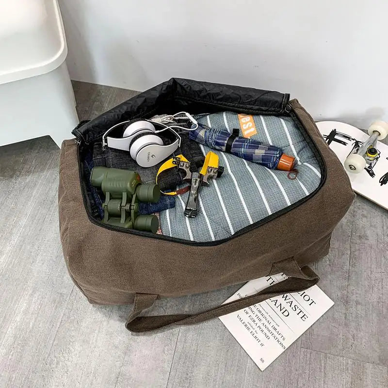 New Canvas Travel Bag For Men Solid Durable Handbag Outdoor Sports Storage Simple Luggage Backpack Large Capacity 2021 Hot Sale