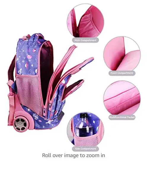 18 Inch School Rolling Luggage Backpack For Teenagers Trolley Bags Lunch bag Wheeled backpack for girls boys Travel Trolley Bags