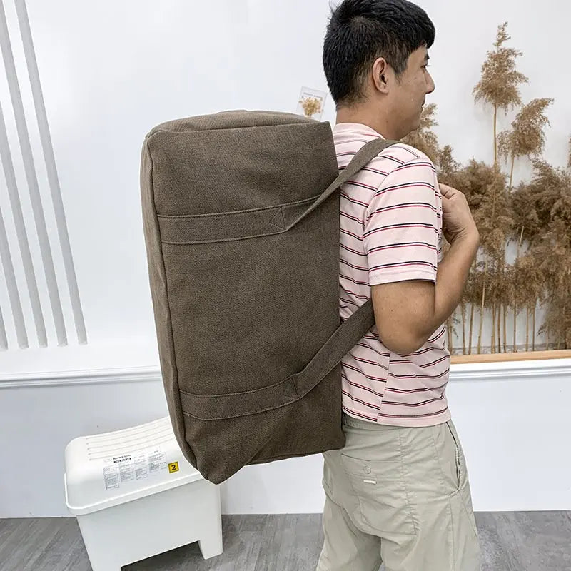 New Canvas Travel Bag For Men Solid Durable Handbag Outdoor Sports Storage Simple Luggage Backpack Large Capacity 2021 Hot Sale