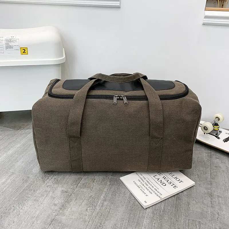 New Canvas Travel Bag For Men Solid Durable Handbag Outdoor Sports Storage Simple Luggage Backpack Large Capacity 2021 Hot Sale