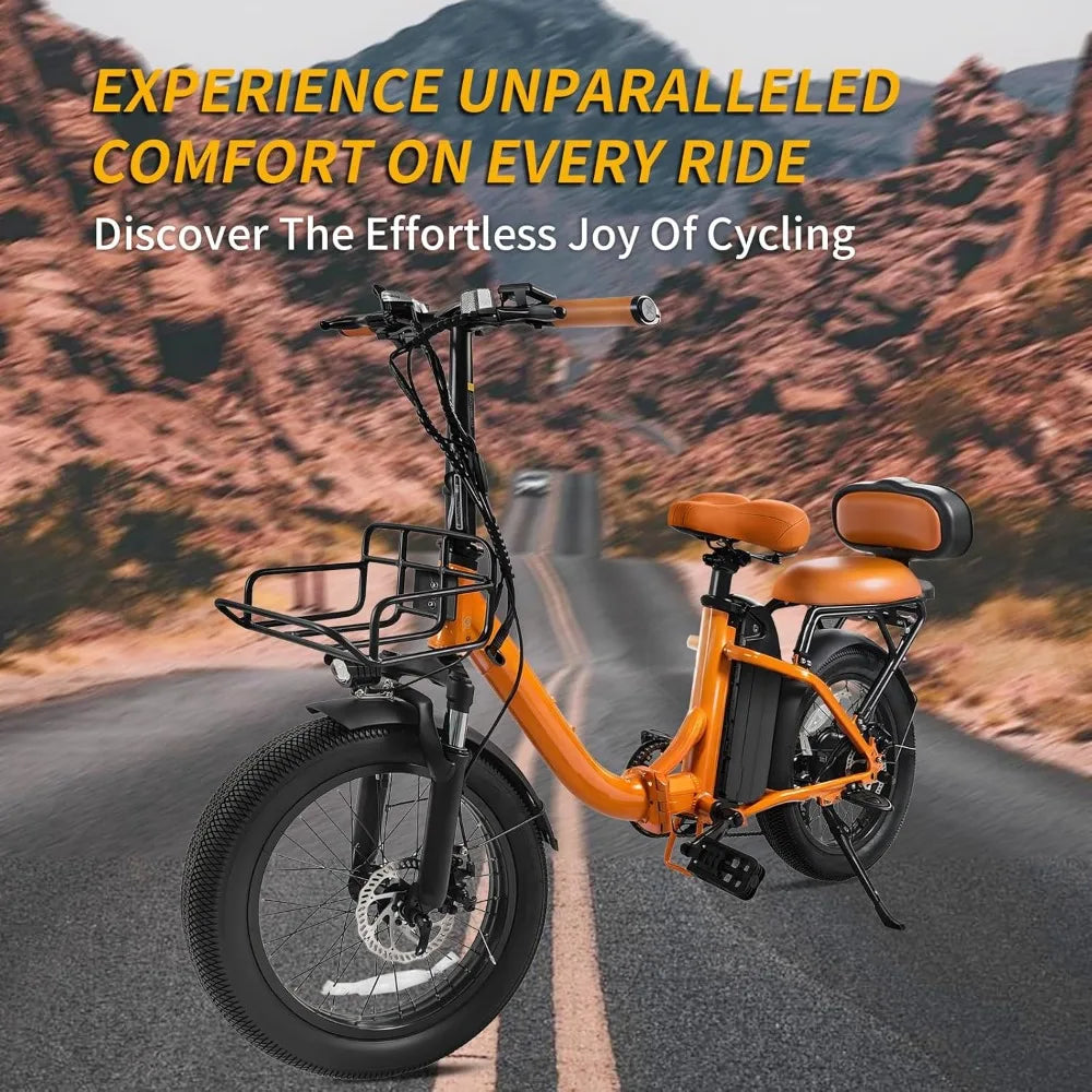 Electric Bike for Adults, 20" Ultra Light Foldable Electric Bike, 20MPH, 7-Speed and Dual Shock Absorber