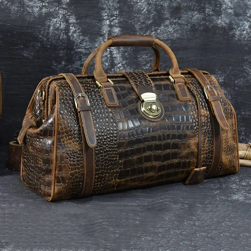 Newsbirds Leather Weekender Bag For Man Vintage Cow Travel Luggage bag leather crossbody shoulder travelling hand