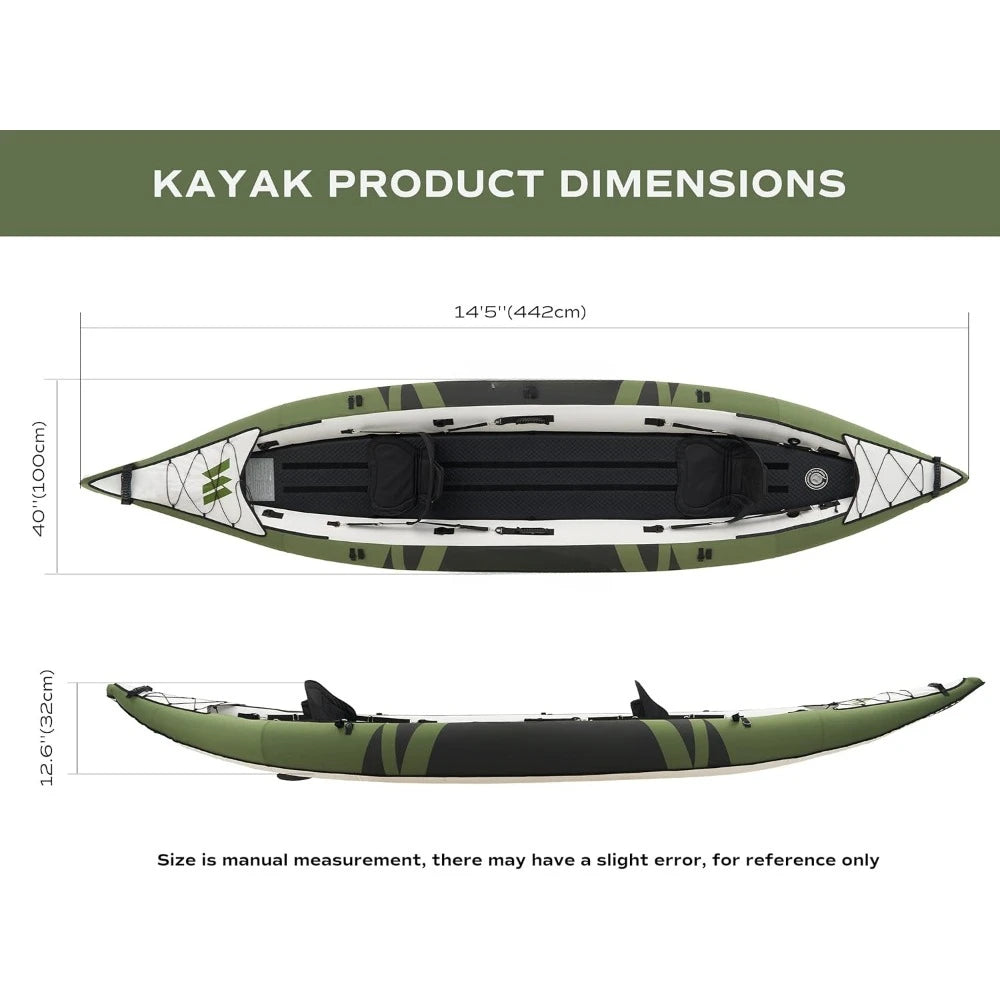 Inflatable Kayak with EVA Seats, 2-3 Person Tandem Inflatable Kayak with All The Accessories, Lake,River, and Ocean Kayaks Boat