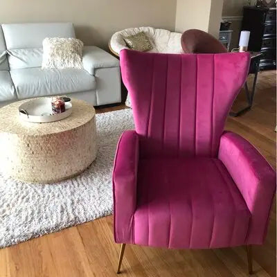 Hot Yellow Accent Chairs Modern Designer Furniture Tufted Wingback Chair Luxury Hotel Chair