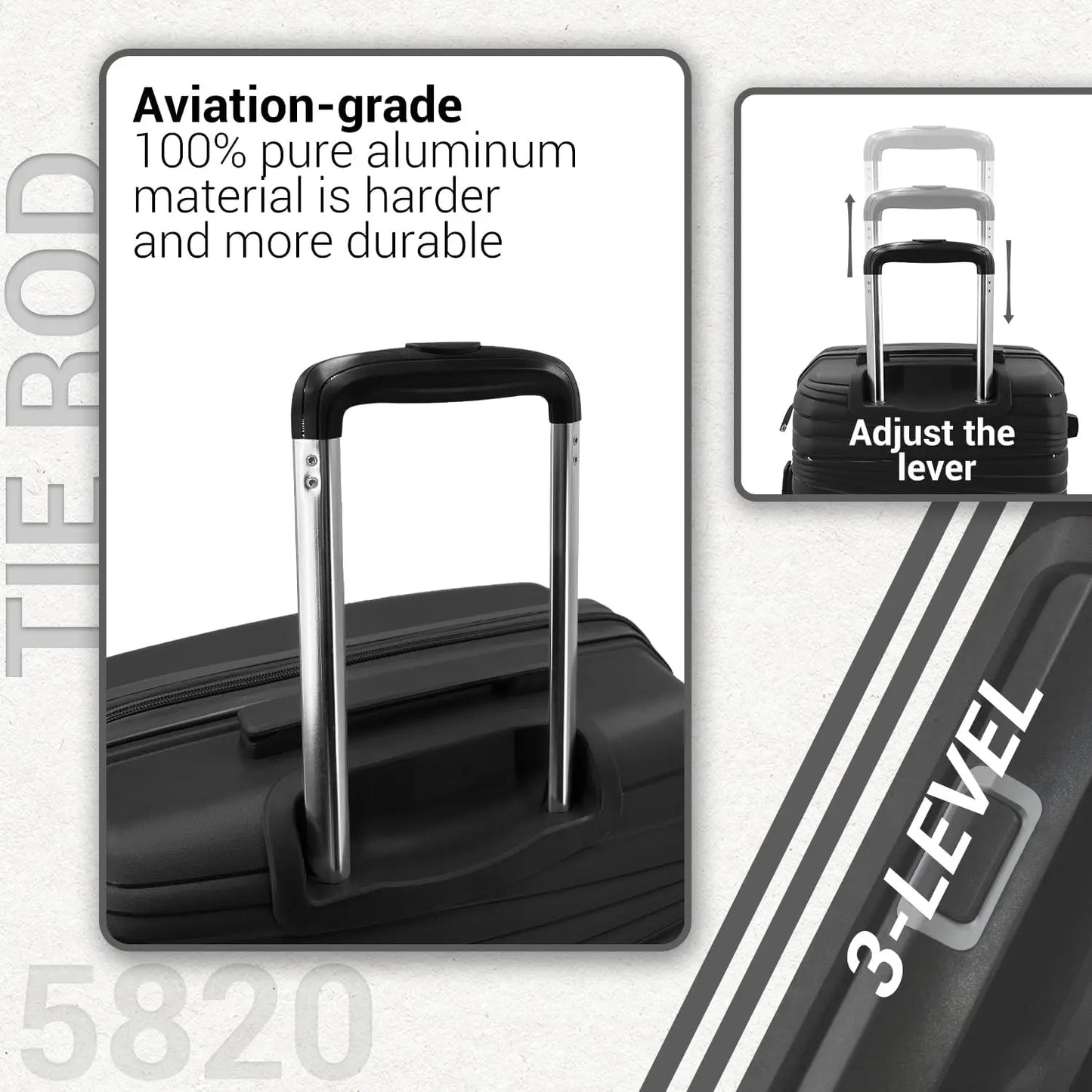 LEAVES KING Luggage 4 Piece Sets, Hard Shell Lightweight Carry on Expandable Suitcase with Spinner Wheels Travel Set for Men