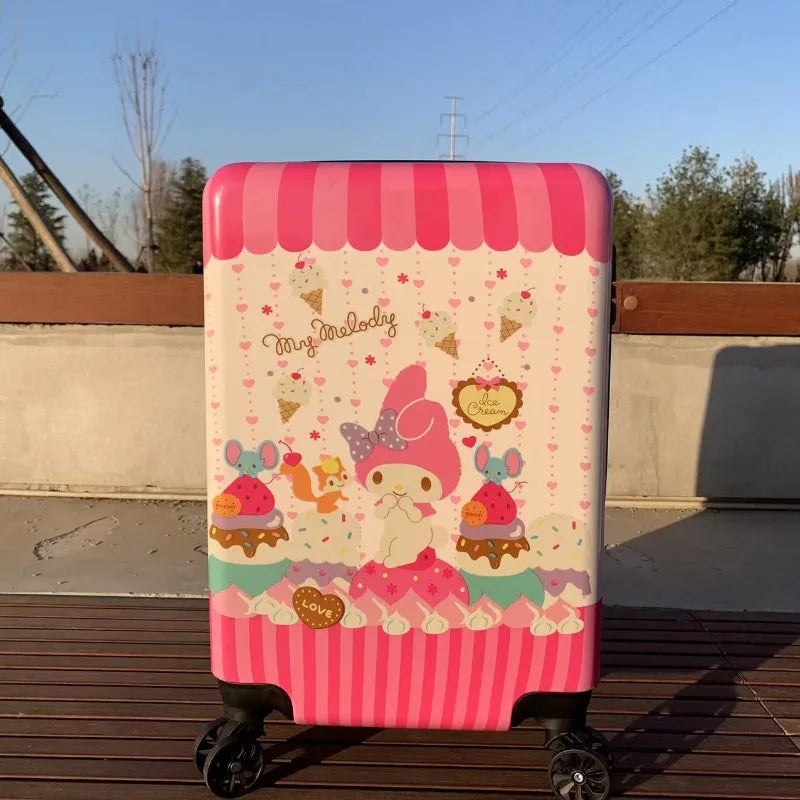 My melody Doraemon Lotso new Japanese style cute cartoon pattern universal wheel trolley password suitcase for men and women