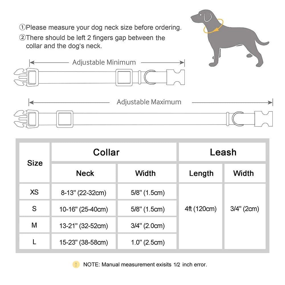 Personalized Dog Collar Leash Set Customized Dogs Collar Walking Lead Rope Leather Pet Collars for Small Medium Large Dogs Pug