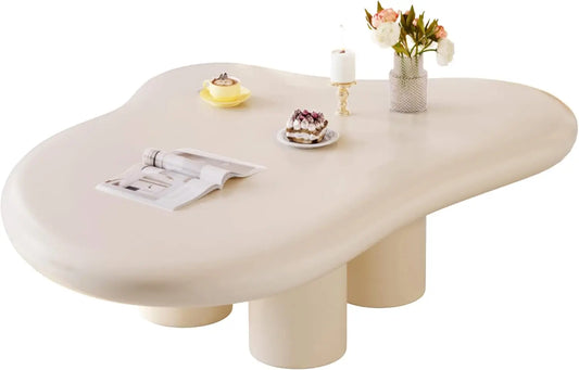 Cloud Coffee Table, Cute Coffee Table, Upgraded White Modern Tea Table, Irregular Indoor End Table for Living Room, small table