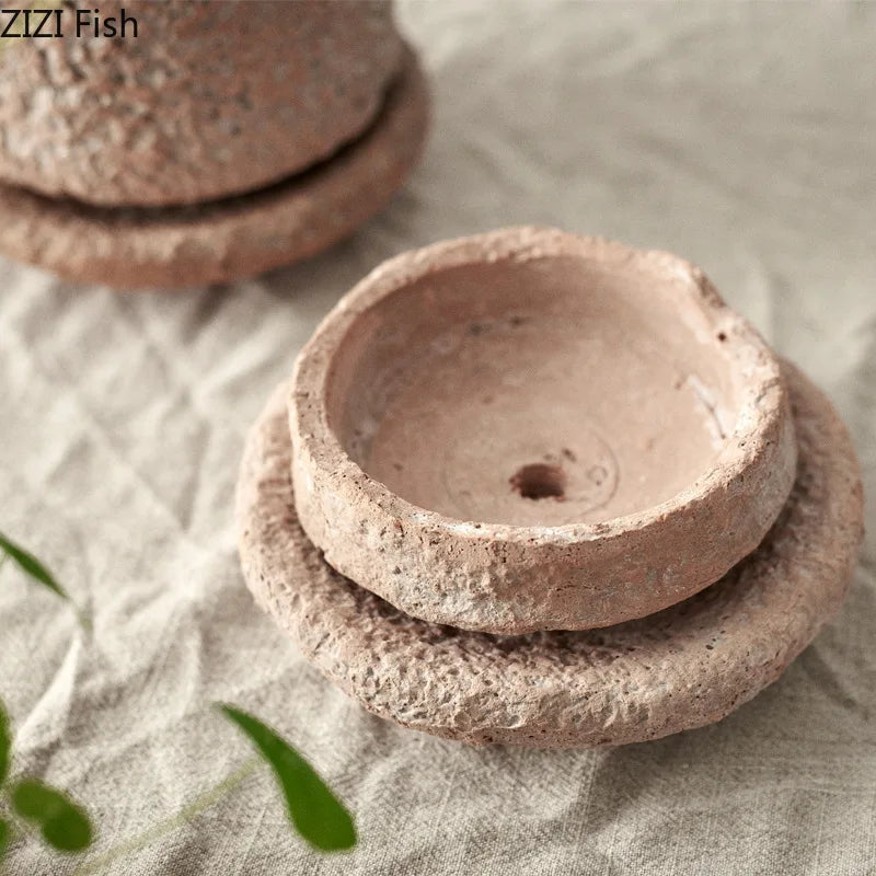 Rough Pottery Vase Unevenness Flower Pots Desk Decoration Flowers Arrangement Rough Ceramic Floral Vases Outdoor Garden Decor