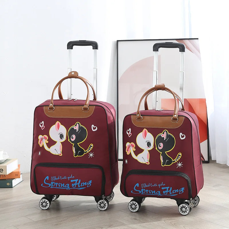 Wheeled Luggage Bag Women Travel Handbag Wheels Trolley Bags Large Capacity Boarding Bag Travel Luggage Suitcase Bag