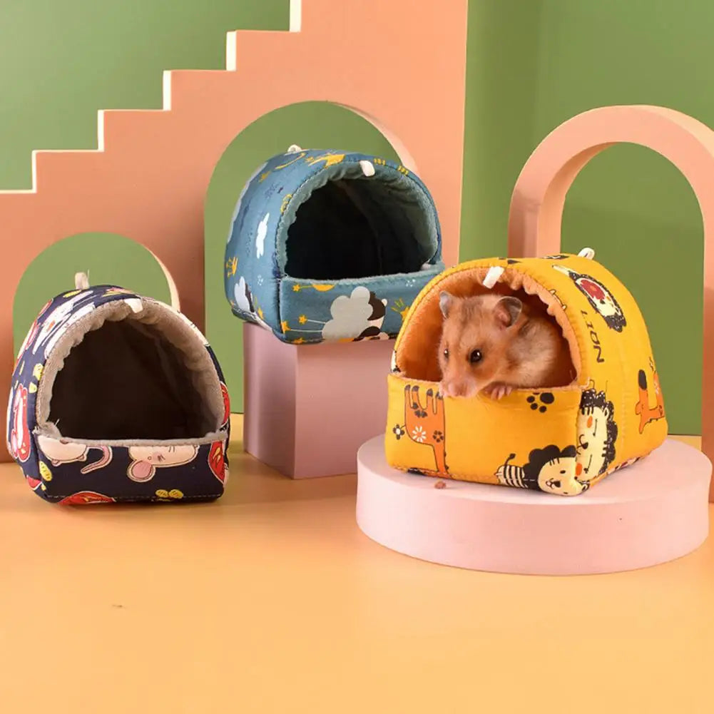 Hamster Nest Cute Cage Small Animal Sleeping Bed Pet Squirrel Bed House Cage Thick Rat Hamster Winter Warm Mat Guinea Pig Nest