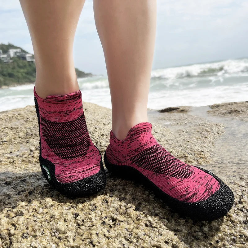 Ultralight Non-slip Rubber Beach Shoes Men Women Outdoor Swimming Fishing Upstream Wading Shoes Indoor Fitness Sports Yoga Shoes