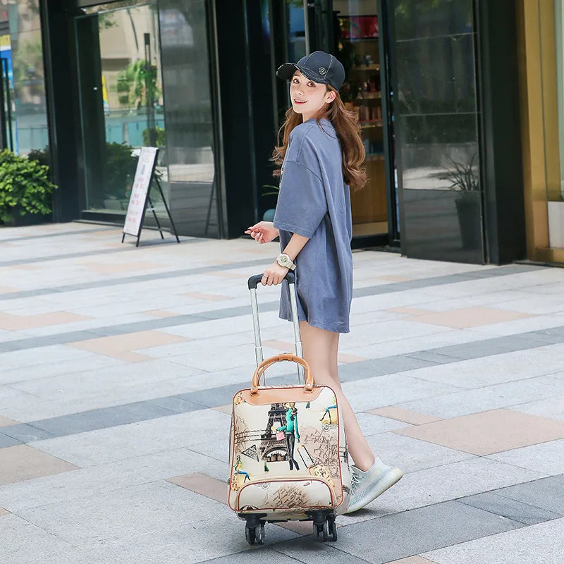 Wheeled Luggage Bag Women Travel Handbag Wheels Trolley Bags Large Capacity Boarding Bag Travel Luggage Suitcase Bag