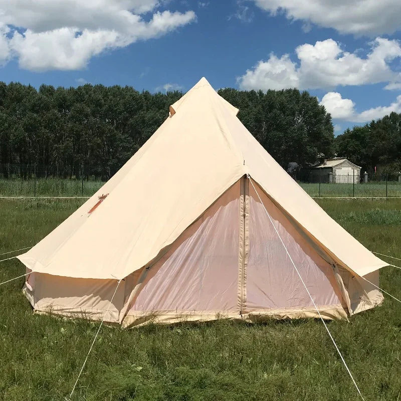 Outdoor 4 Seasons Luxury Canvas Wall Glamping Tents 4M Winter Family Bell Camping Canopy Tents For Sale