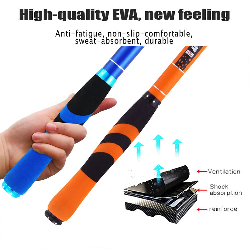 PAZA Telescopic Fishing Rod Carbon Fiber Stream Superhard Hand Durable Pole Carp Pesca 3.6M 4.5M 5.4M 6.3M 7.2M