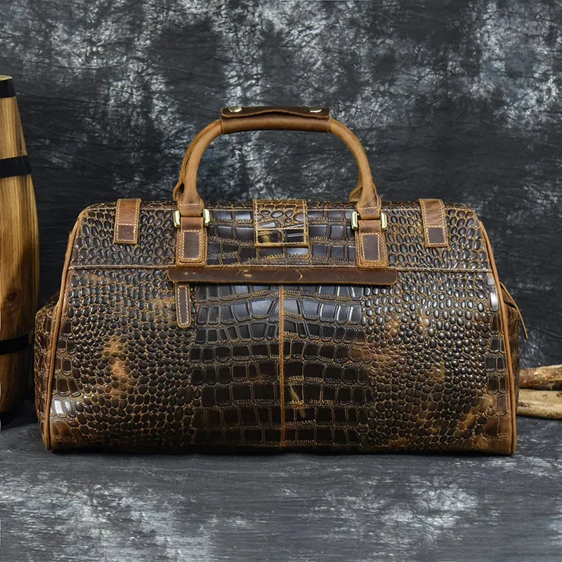 Newsbirds Leather Weekender Bag For Man Vintage Cow Travel Luggage bag leather crossbody shoulder travelling hand