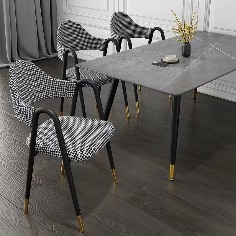 Light Luxury Marble Round Dining Table Italian Minimalist Coffee Tables and Chairs Set Kitchen Table Desk 2 Stools Mesa Muebles