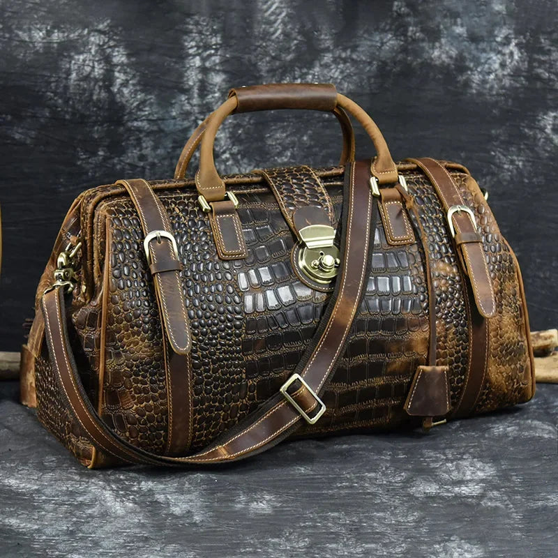 Newsbirds Leather Weekender Bag For Man Vintage Cow Travel Luggage bag leather crossbody shoulder travelling hand