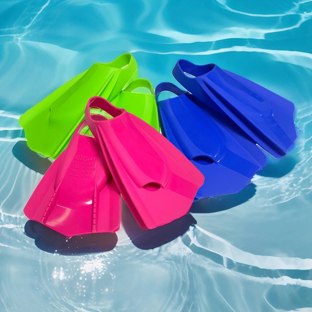Unisex Adult Powerfin Comfortable Silicone Short Blade Flippers Professional Swim Training Fins Left-Right Design with Open Heel