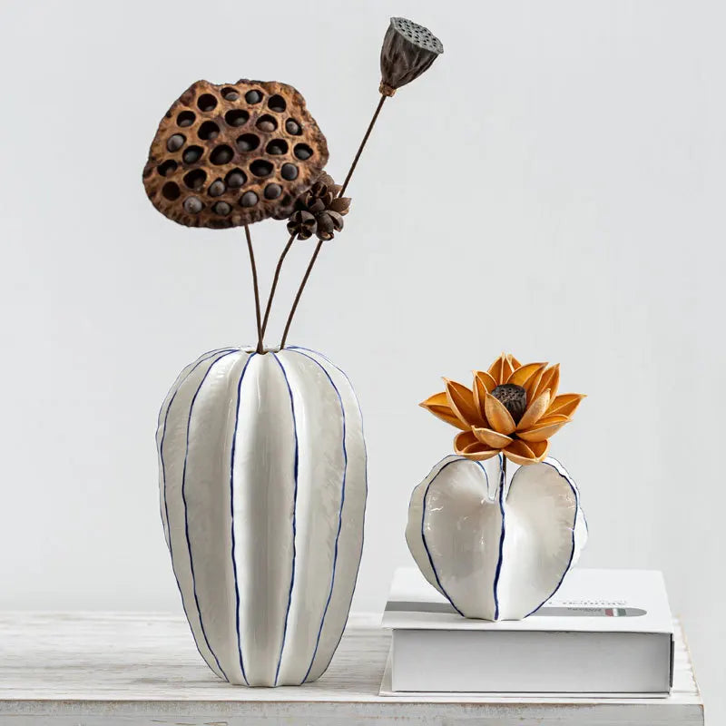 Nordic Ceramic Vase Carambola Simulation Fruit Porcelain Vases Dry Flower Arrangement Office Home Decoration Accessories