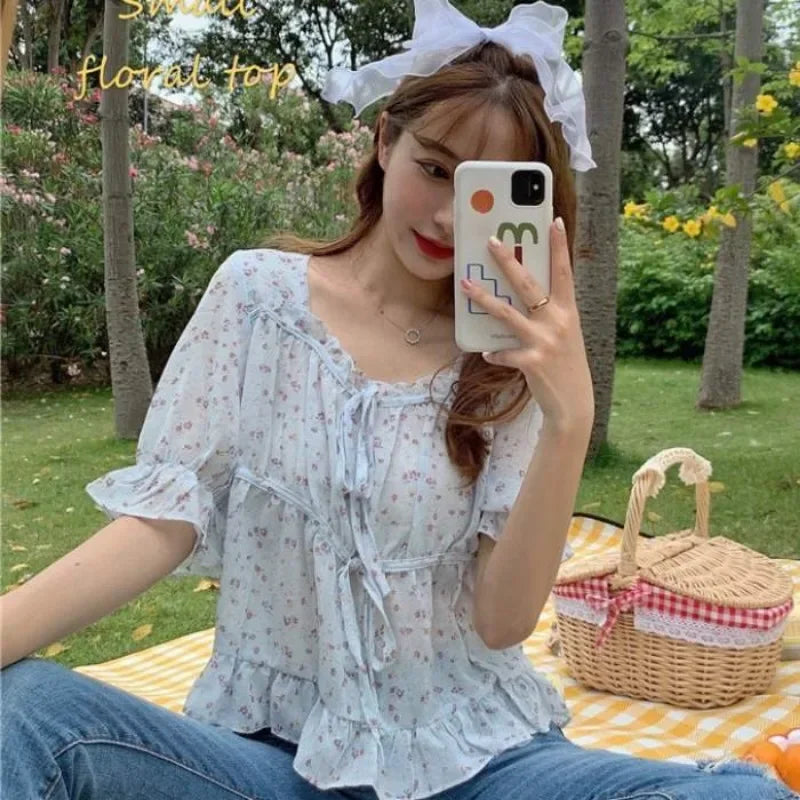 Shirts & Blouses For Women Woman Top Chiffon Crop Half Sleeve Summer S Xxl Premium Clothing Sales Streetwear Promotion M