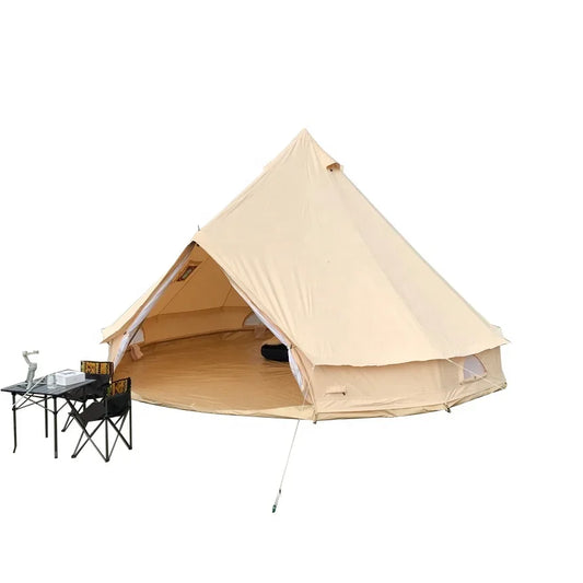 Outdoor 4 Seasons Luxury Canvas Wall Glamping Tents 4M Winter Family Bell Camping Canopy Tents For Sale