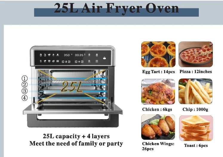 YYHC-large capacity cooker hot commercial oil free machine timer electric commercial deep 25 L air fryer