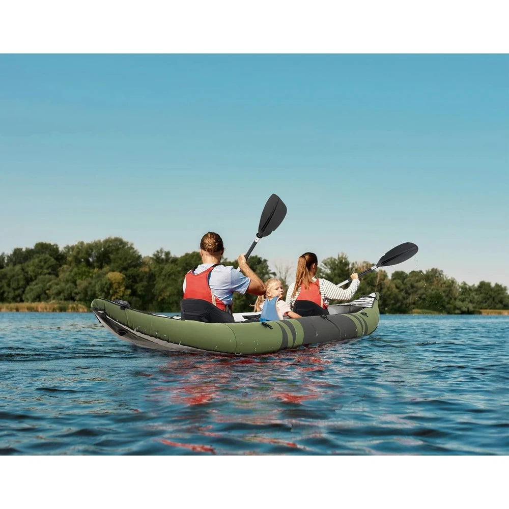 Inflatable Kayak with EVA Seats, 2-3 Person Tandem Inflatable Kayak with All The Accessories, Lake,River, and Ocean Kayaks Boat
