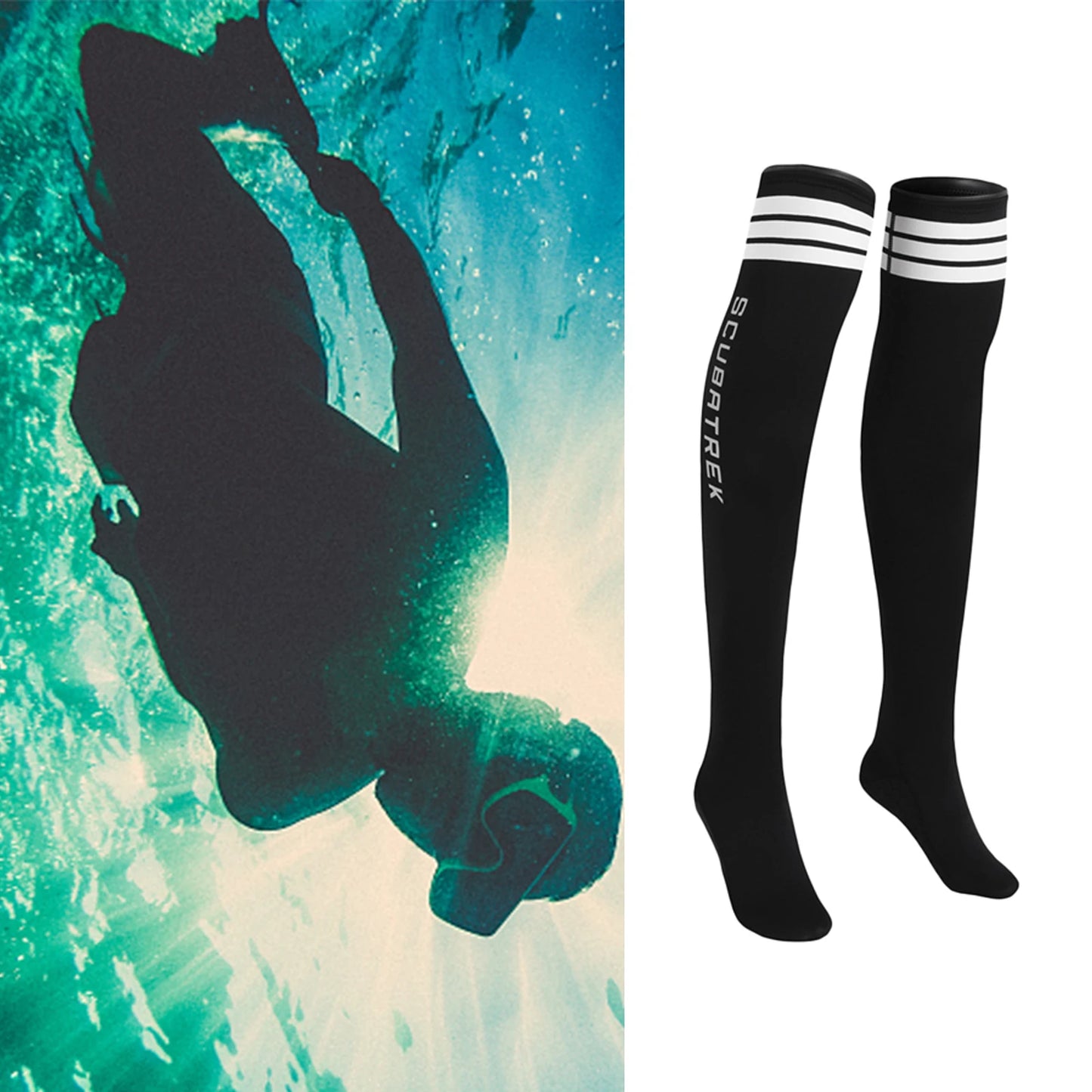 Women Wetsuit 1.5mm Long Diving Sock Warm Non-Slip Stocking Boot Water Shoes Snorkeling Surfing Neoprene Water Shoes Dive Gear