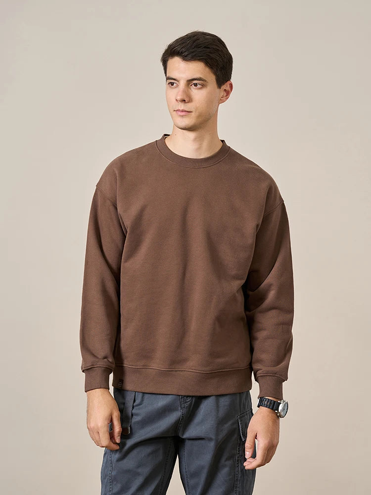 SIMWOOD 2024 Autumn New Men Casual Minimalist Sweatshirts Oversize O-Neck Basic Wardrobe Essentials Plus Size Pullover SI980547