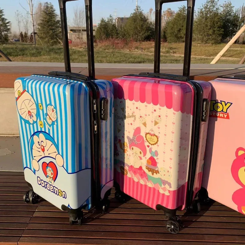 My melody Doraemon Lotso new Japanese style cute cartoon pattern universal wheel trolley password suitcase for men and women