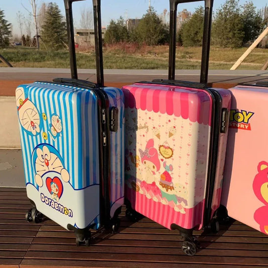 My melody Doraemon Lotso new Japanese style cute cartoon pattern universal wheel trolley password suitcase for men and women