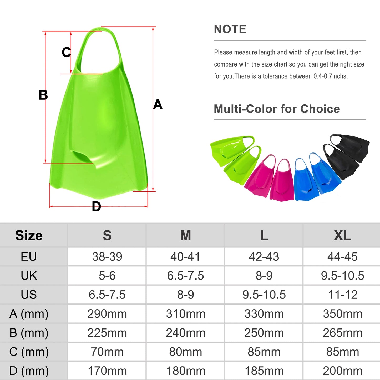 Unisex Adult Powerfin Comfortable Silicone Short Blade Flippers Professional Swim Training Fins Left-Right Design with Open Heel