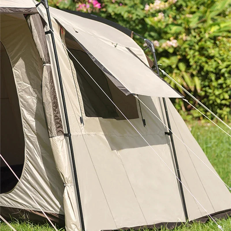 One Bedroom And One Living Room Family Tunnel Camping Tent Waterproof Stock Product Luxury 3-5 Person Large Space