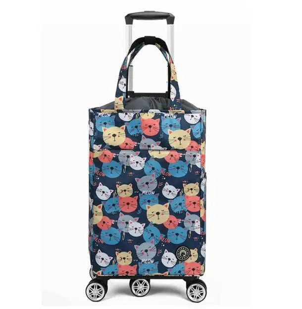 Women shopping Rolling bag Women Travel trolley bags with wheels Thermal Trolley Grocery Bags Waterproof Rolling Luggage bag