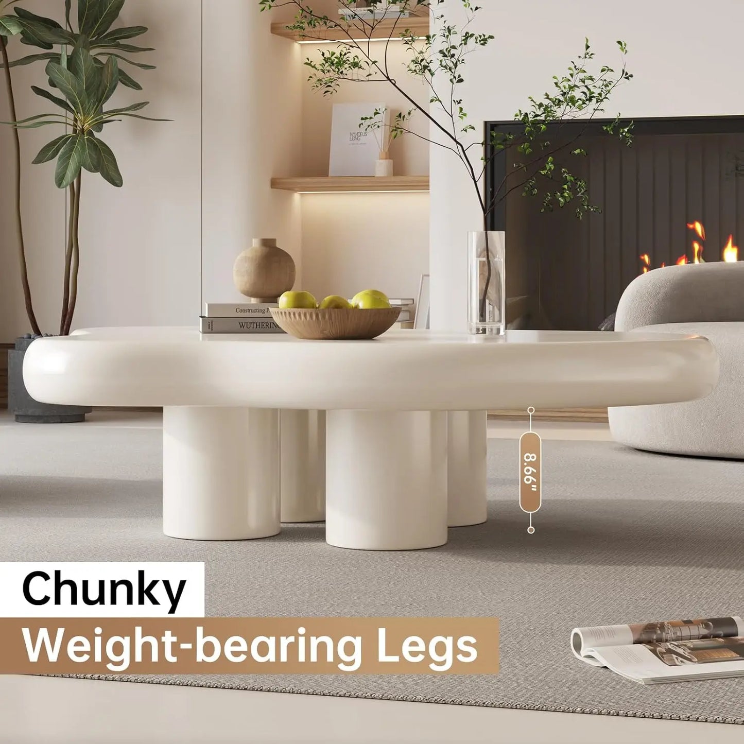 Cloud Coffee Table, Cute Coffee Table, Upgraded White Modern Tea Table, Irregular Indoor End Table for Living Room, small table