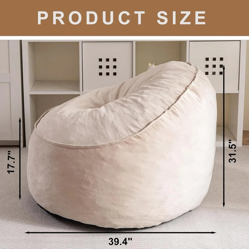Adult bean bag chair, Sherpa lazy sofa, bean bag chair with pockets, living room bean bag sofa, accent chair, floor chair