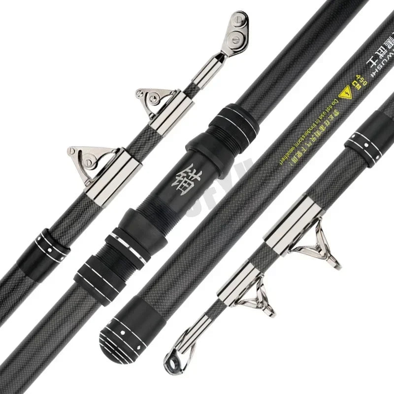 2.1-4.5M Carbon Fishing Rod 60kg above Superhard Long Distance Throwing shot Rod Telescopic Sea Boat High Quality Fishing Gear