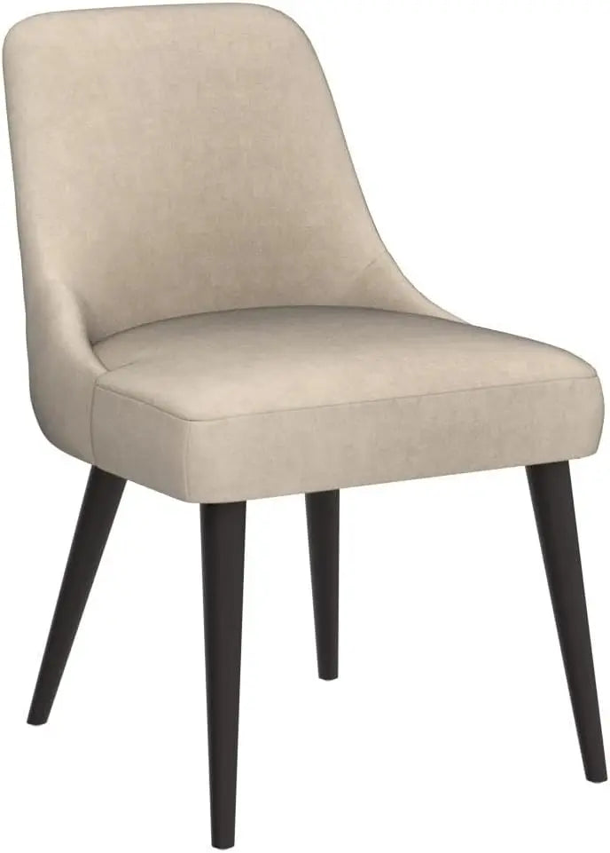 Mid-Century Modern Dining Chair, Upholstered Fabric Accent Chair for Dining Room, Set of 2, Flax Beige in Fabric