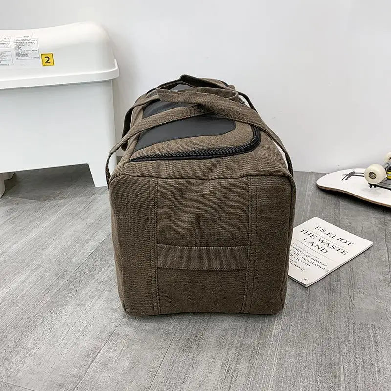New Canvas Travel Bag For Men Solid Durable Handbag Outdoor Sports Storage Simple Luggage Backpack Large Capacity 2021 Hot Sale