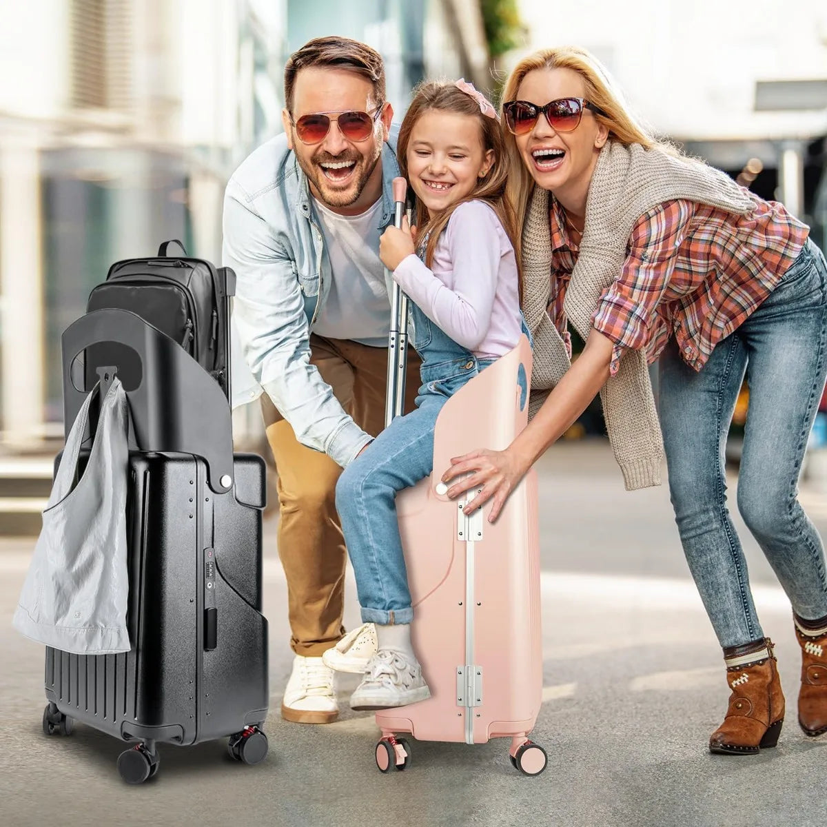 MRPLUM Carry On Luggage with Seat for Kids&Adults with Seat Belt, Hard Shell Lightweight Rolling Spinner Wheels Travel Luggage