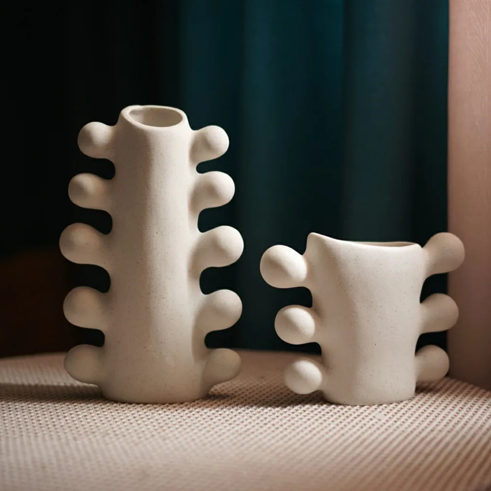 CAPIRON Unglazed Ceramic Nordic Vase for Dried Flower Decorative White Modern Boho Ins  Wedding Table Party Living Room Office