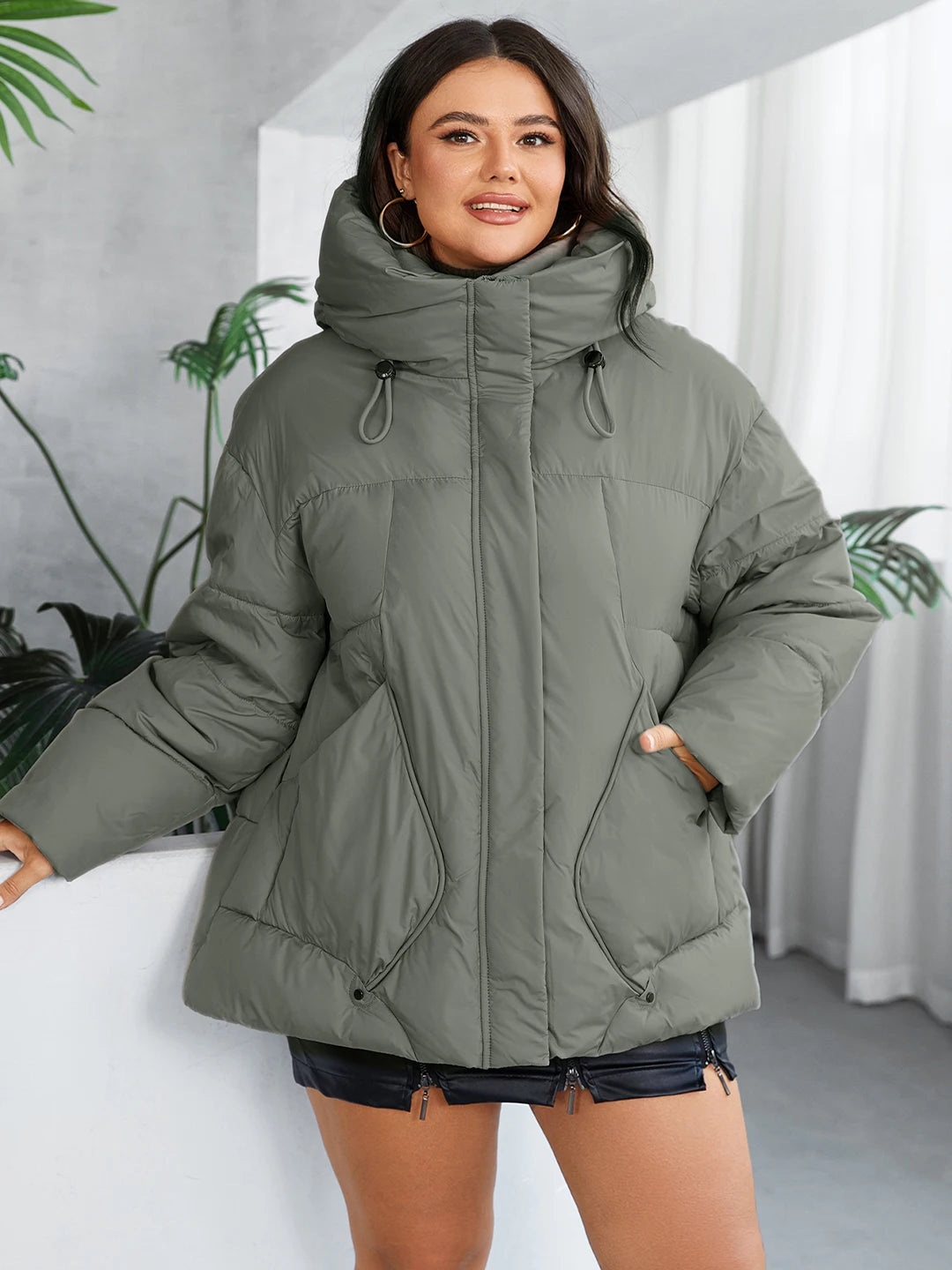 Cinemore New Fashion Parkas Women's Plus Size  Short Casual Hooded Pocket Women Down Jacket Female OutwearNP-88613