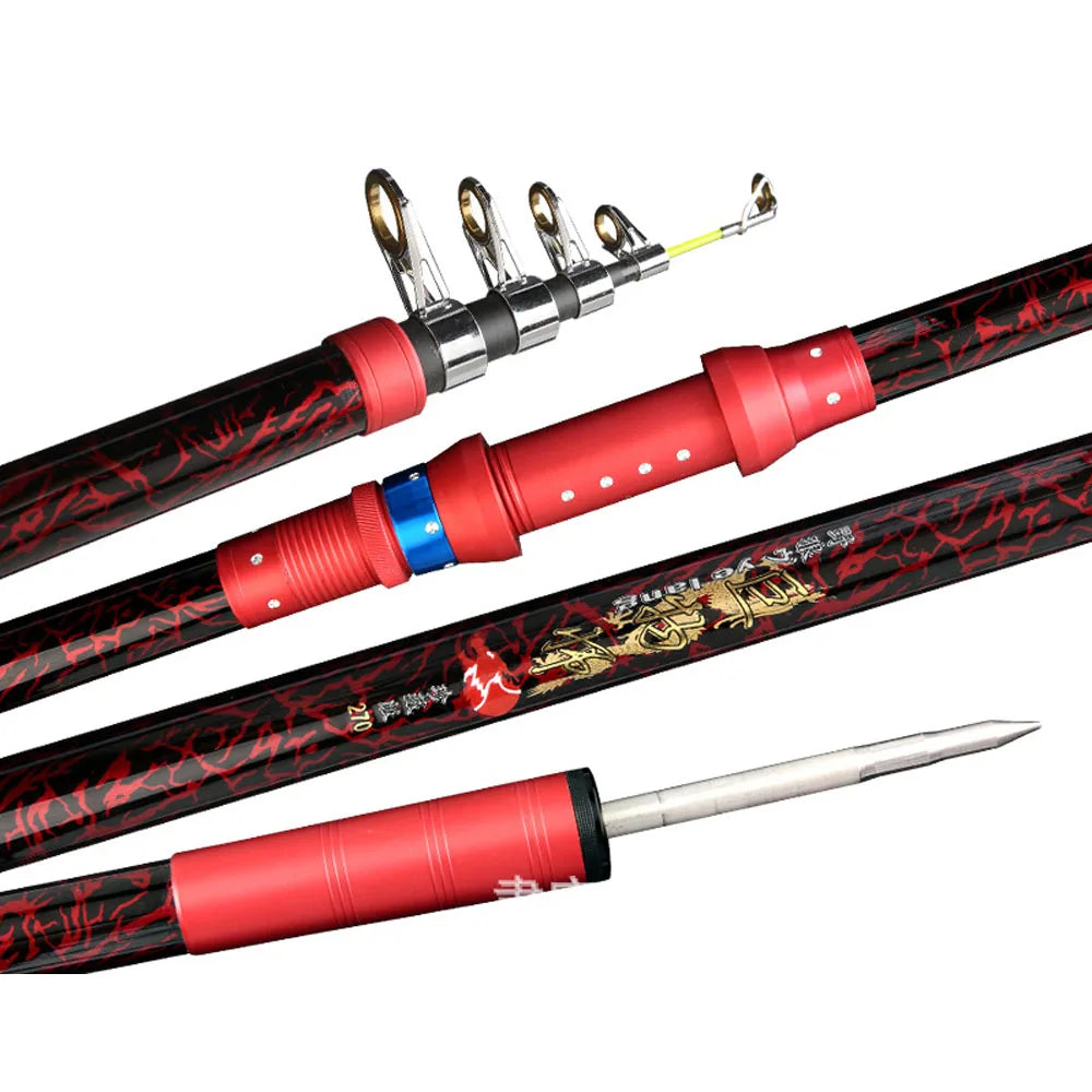 Carbon Powerful Fishing Rod 2.1-4.5M Sea Pole Max Control 10kg Slip Floating Fishing Rod Far Cast Multi-purpose Spinning Rod