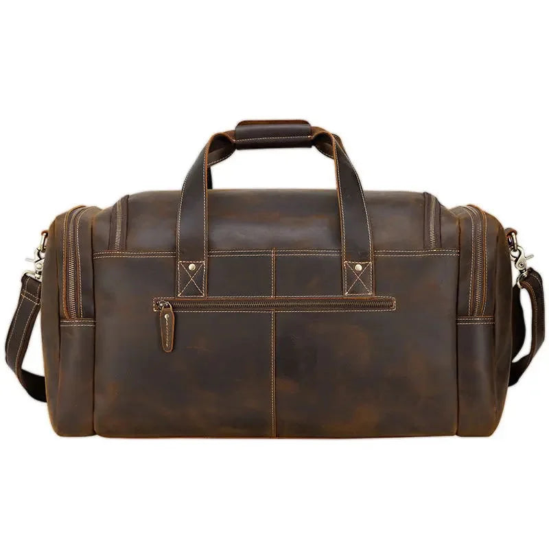 MAHEU Large Travel Bag Genuine Leather Vintage Style Luggage s Men Male Duffle s Travelling Weekender s for man