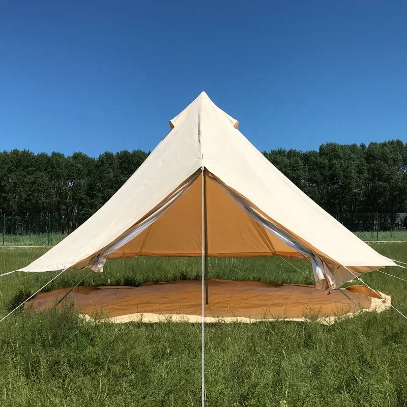 Outdoor 4 Seasons Luxury Canvas Wall Glamping Tents 4M Winter Family Bell Camping Canopy Tents For Sale