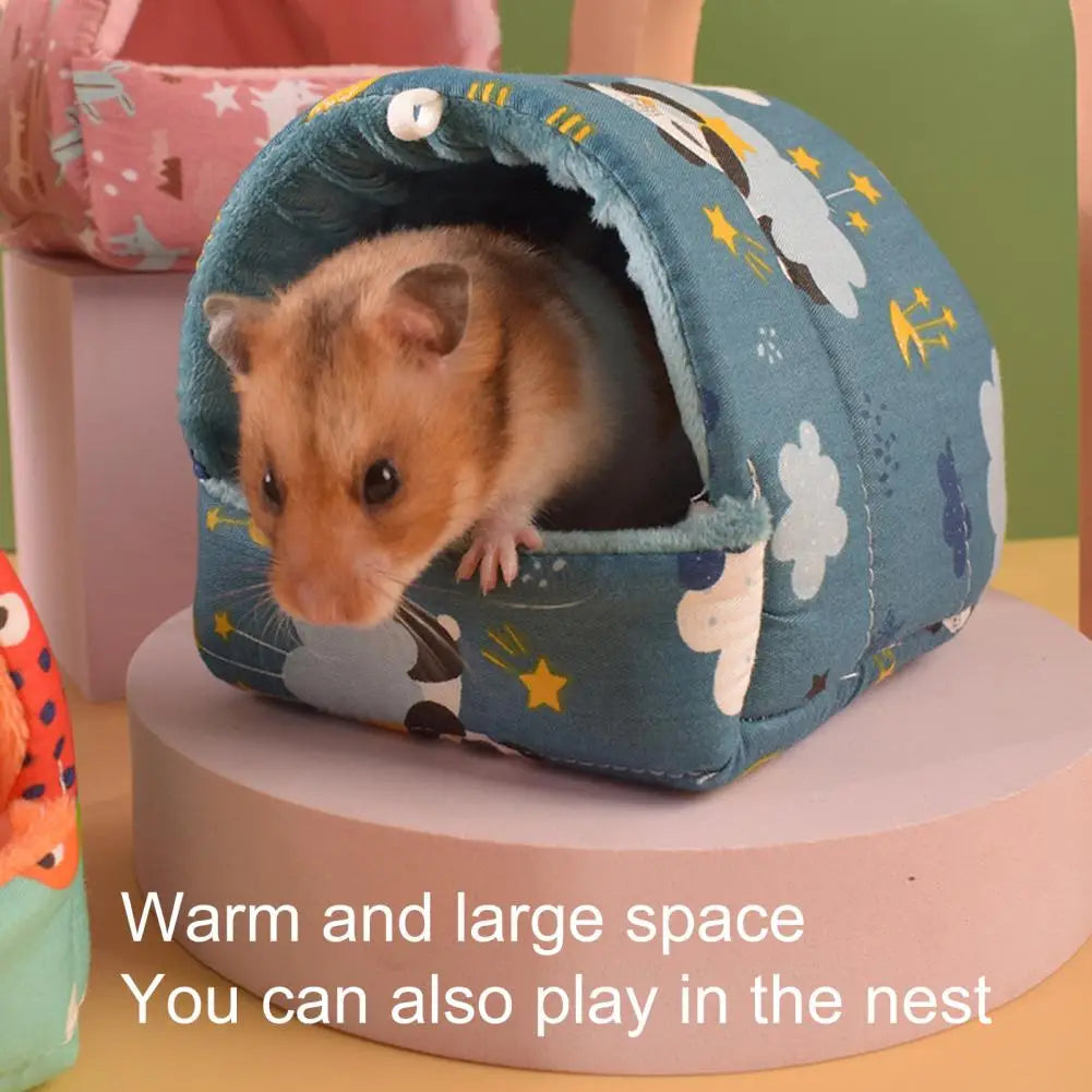 Hamster Nest Cute Cage Small Animal Sleeping Bed Pet Squirrel Bed House Cage Thick Rat Hamster Winter Warm Mat Guinea Pig Nest