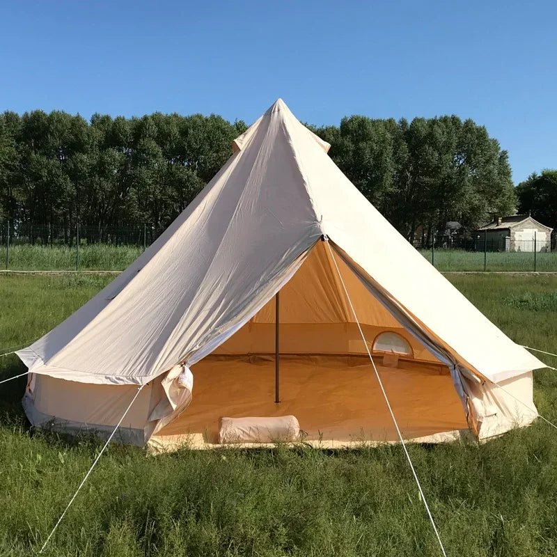 Outdoor 4 Seasons Luxury Canvas Wall Glamping Tents 4M Winter Family Bell Camping Canopy Tents For Sale