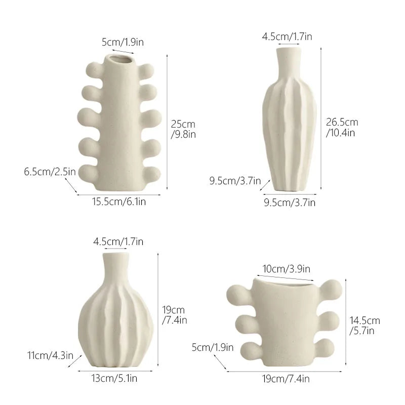 CAPIRON Unglazed Ceramic Nordic Vase for Dried Flower Decorative White Modern Boho Ins  Wedding Table Party Living Room Office